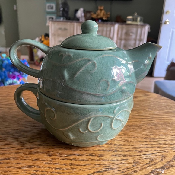 Pier 1 Kitchen Pier Tea For One 3 Pc Stone Wear Teapot Set Poshmark